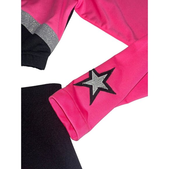 L XL Adult Cheerleader Uniform Outfit Costume 4 Pc 40" Top 29" Skirt HOT Pink - Picture 3 of 11